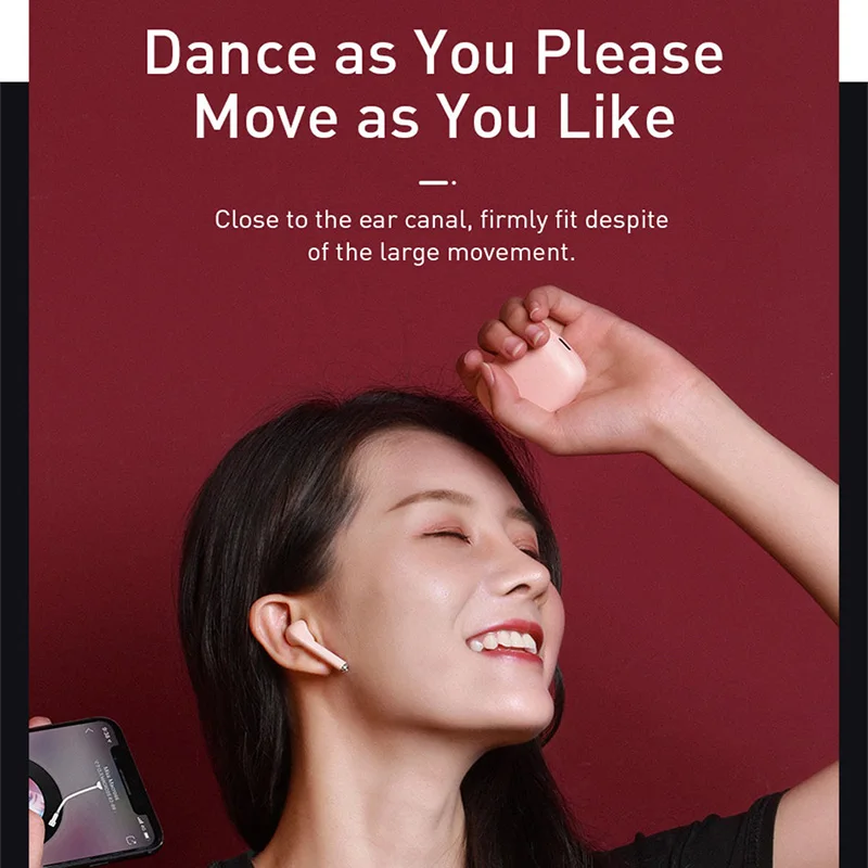 Baseus W04 TWS Earphone True Wireless 5.0 Headphone Stereo Sports Headset For Phone Mini Earbuds With Charging Box