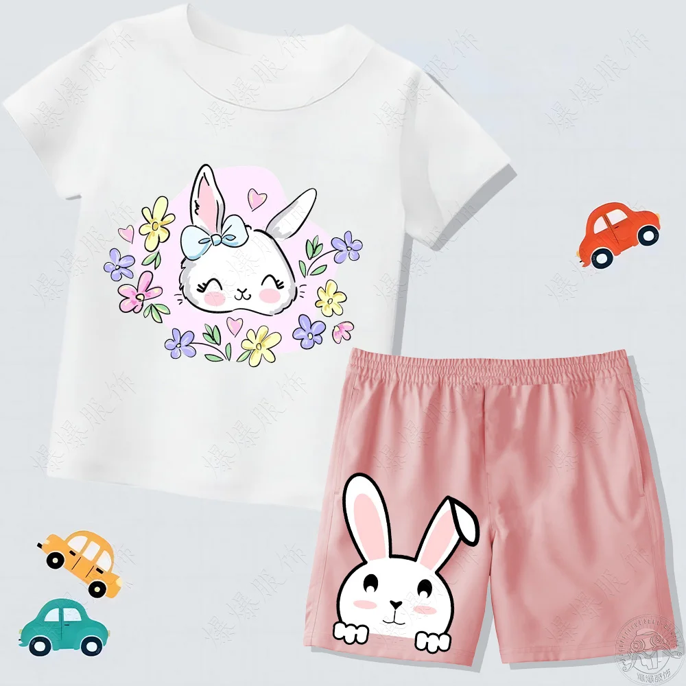 Красочный Летний Комплект Для Девочек — Хлопковая Футболка И Брюки Из