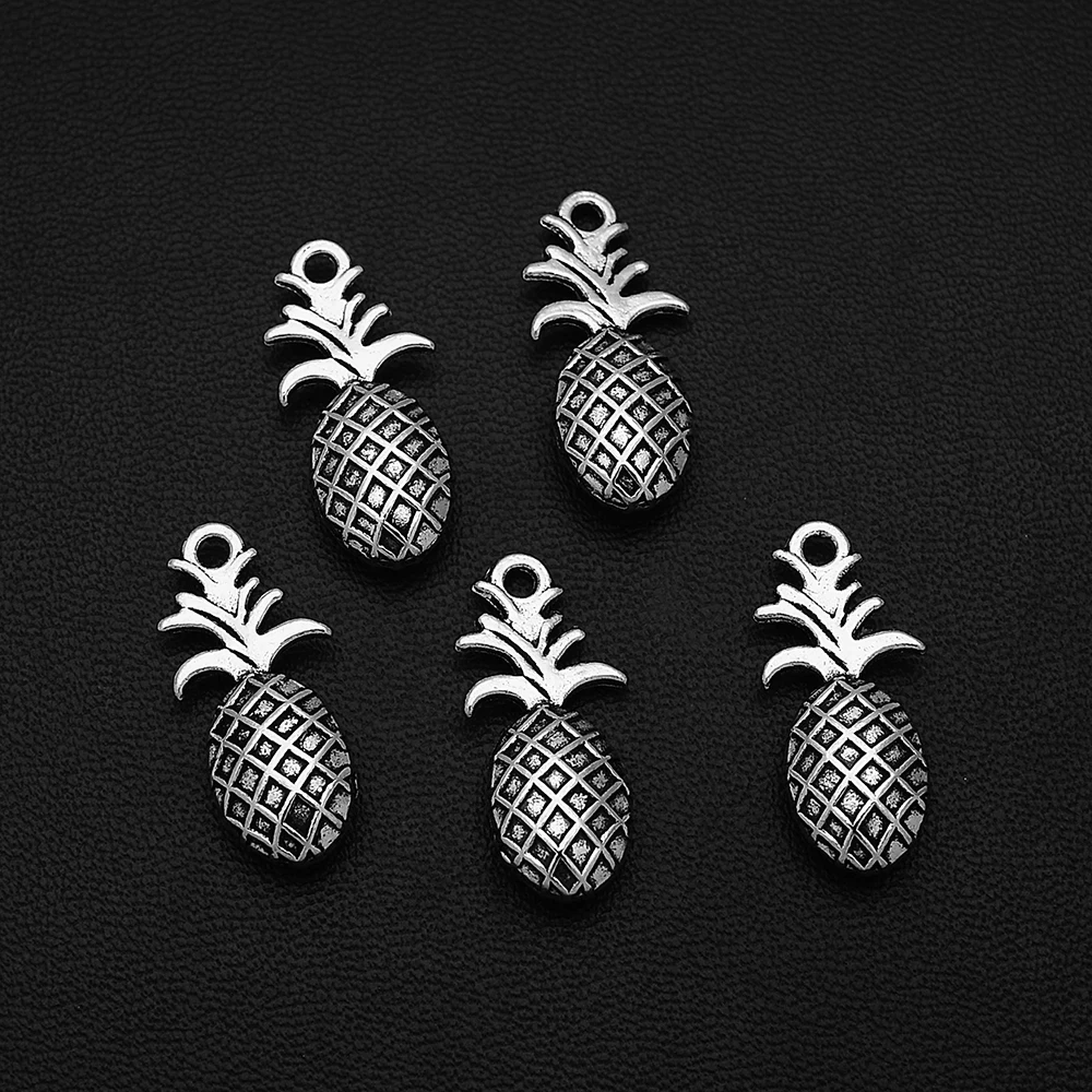 

5pcs/Lots 10x23mm Antique Silver Plated 3D Pineapple Charms Tropical Fruit Pendants For Diy Creation Jewelry Making Accessories