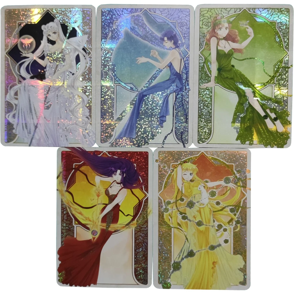 

5Pcs/set Sailor Moon Flash Cards Tsukino Usagi Aino Minako Hino Rei Kino Makoto Kawaii Game Anime Collection Cards Gifts Toys