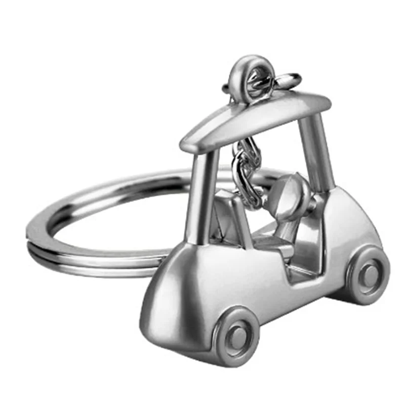 

Golf Ball Cart Trolley Gift with Key Keychain Buckle Alloy Mini for Sports Lover Golf Lover New,Silver