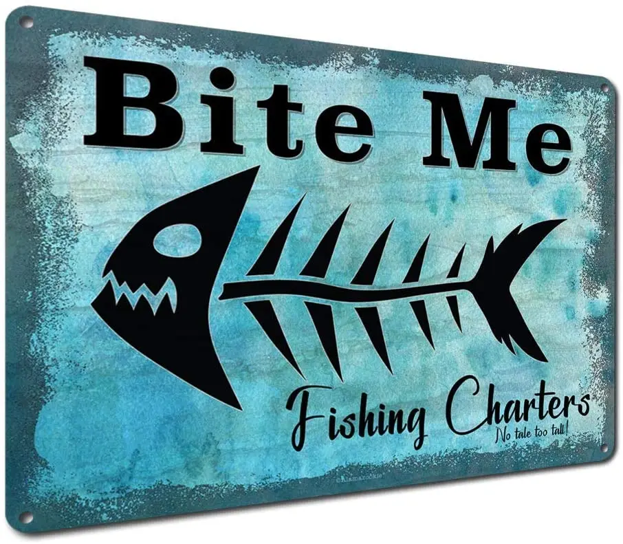 

Забавные рыболовные чары, металлический знак 9x12 дюймов, забавный Озерный дом, кабина, лодка, искусственная лодка с глубоким морем, спорт, озе...