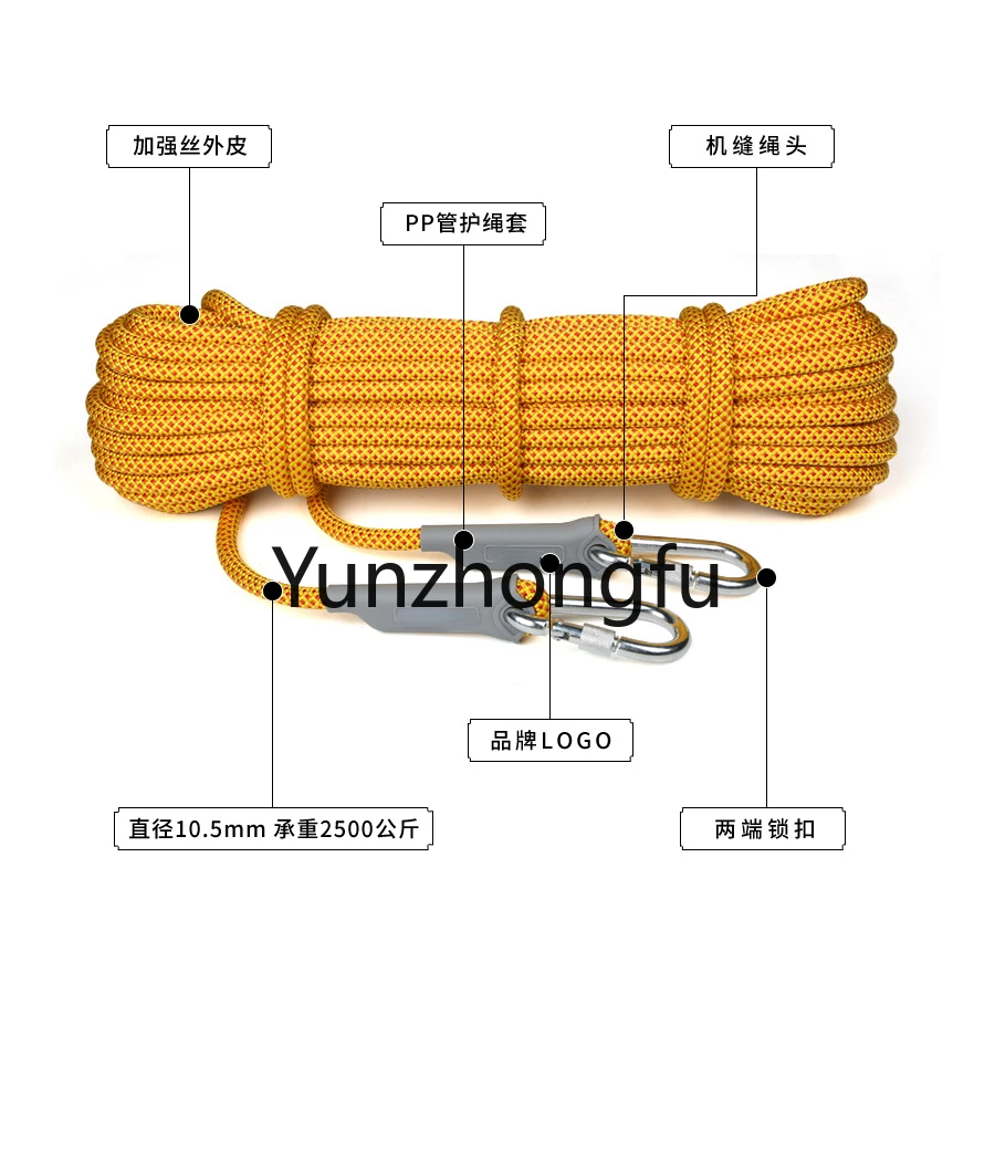 

Outdoor mountaineering, rock climbing, and descent kit, high-altitude rapid descent emergency escape rope, safety rope