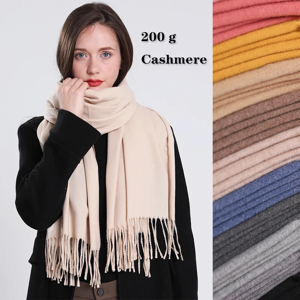 

Женский зимний кашемировый шарф, шали, толстая пашмина, однотонная теплая накидка, модное роскошное длинное женское одеяло с кисточками, шарф, хиджаб, новинка 2022 года
