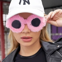 fashion plush sunglasses round frame sun glasses for women uv400 outdoor street style party eyewear plush sunscreen glasses