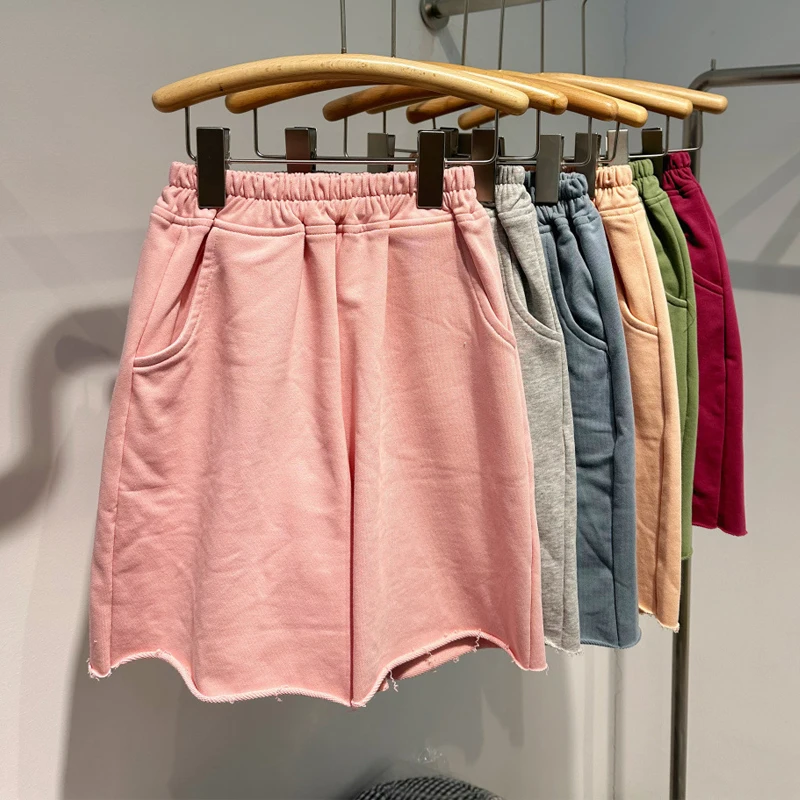 

Детские свободные прямые брюки до колен, однотонные повседневные спортивные шорты в Корейском стиле для мальчиков и девочек, лето 2023