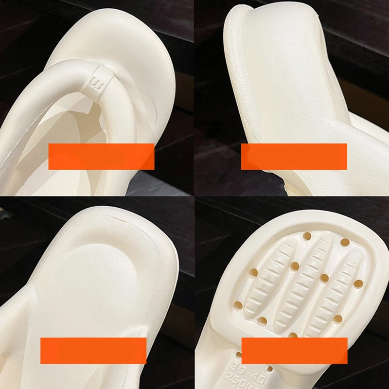 EVA Thick Soled Women's Flip-flops Summer Solid Color 7cm High Anti-skid Outdoor Beach Shoes Simple Comfortable Indoor Slippers