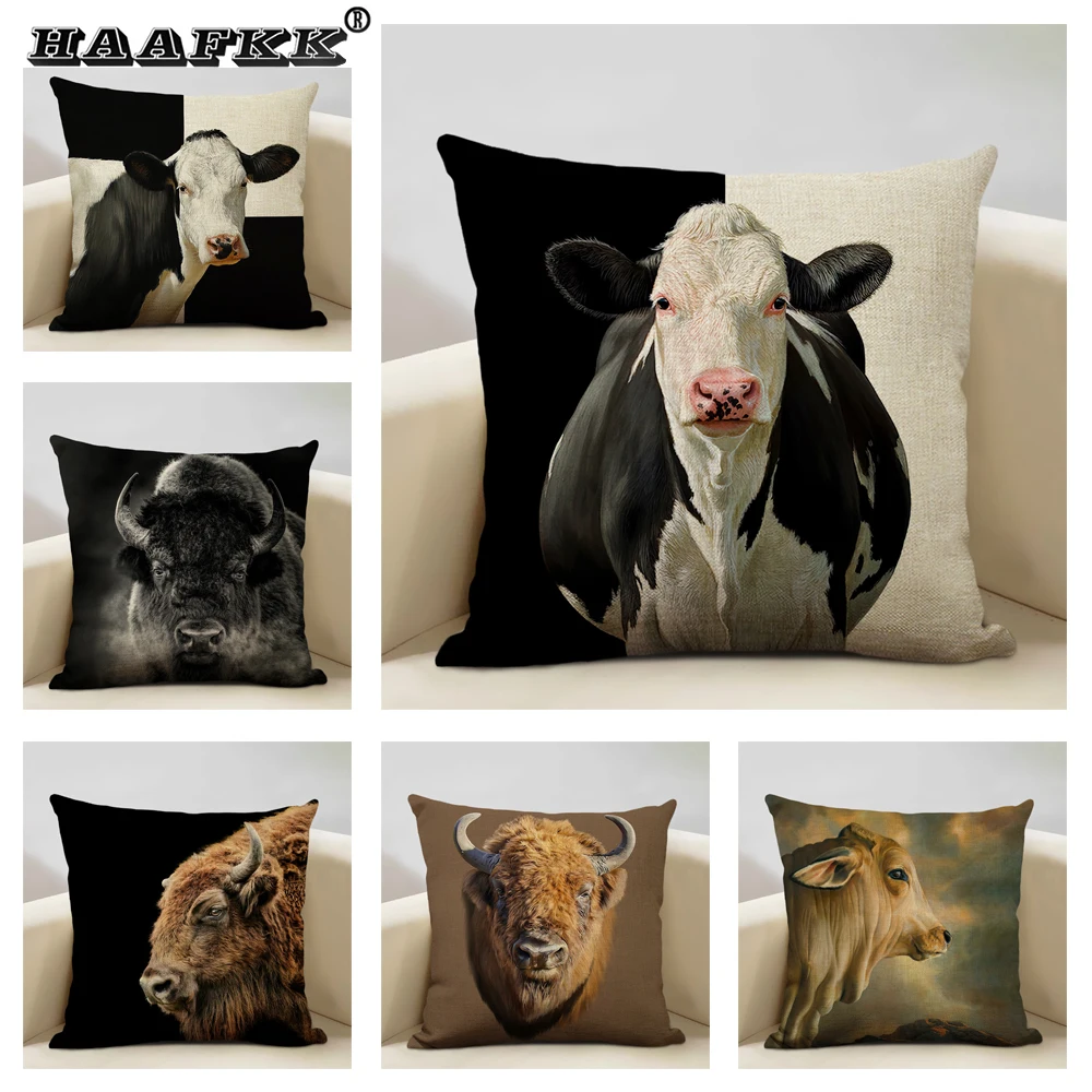 

Animal Series Cushion Cover Nice Cow Sofa Decorative Pillow Cover Custom Pillow Case Outdoor Leisure Chair Waist Pillow Case