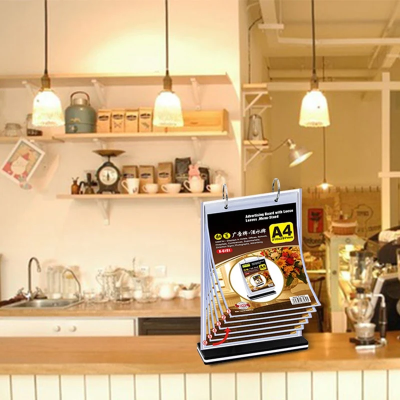 A4 Multi-Page Flip Display Card Label Display Stand Detachable Label Business Menu Holder