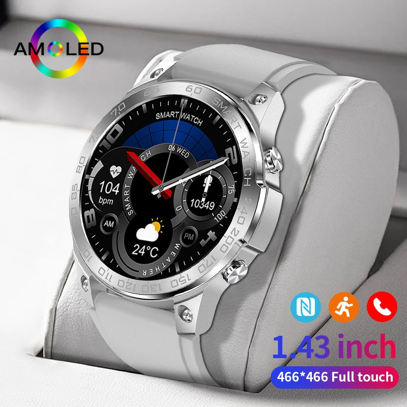 

AMOLED HD Screen Password Unlock Wireless Charging Smart Watch Voice Control Watch For Men NFC Smartwatch Bluetooth Call Clock