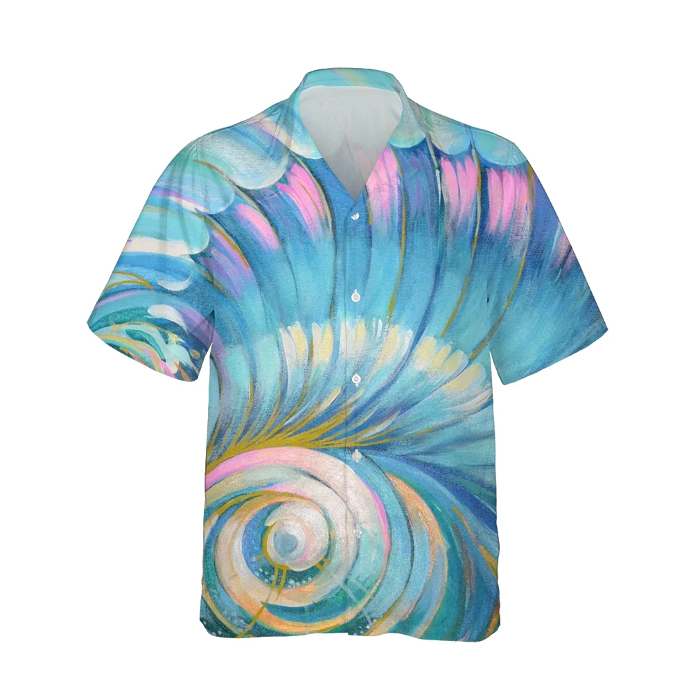 Jumeast 3d Abstract Sea Wave Printed Mens Hawaiian Shirt Short Sleeve Harajuku Japanese Fashion Shirts for Men Loose Streetwear