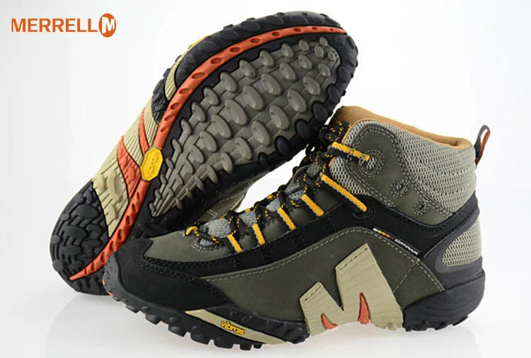 Merrell Men Professional Outdoor Genuine Leather Hiking Shoes Slip Resistant Warm Mountainner Walking Medium Top Sneakers 39-45