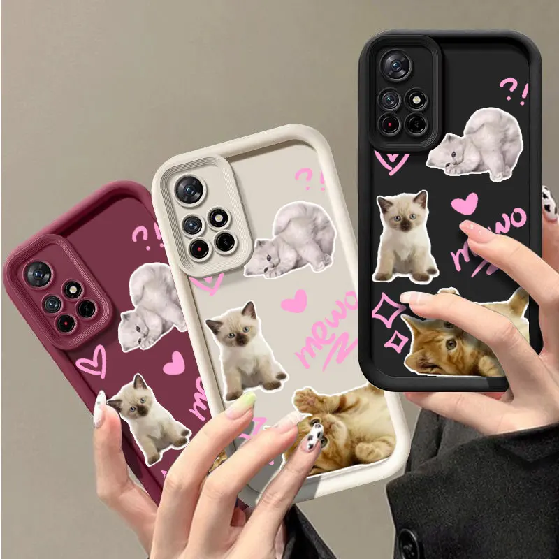 Модный противоударный мягкий чехол с милым котом для Redmi NOTE 10C 11 11T 12 12S 12C 13 13C A1 A2 A3