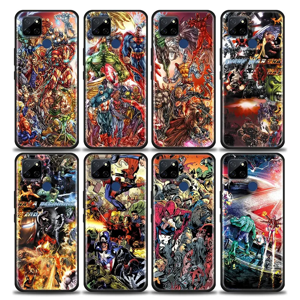 

Marvel Avengers Cartoon Phone Case For OPPO Realme 5 6 7 7i 8 8i 9 9i V25 F9 F17 F19 5G 4G Pro Narzo Speed Black Soft TPU Cover