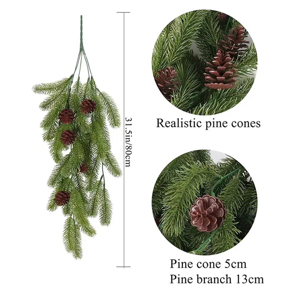 2 шт. сосновые иглы шишки виноградная лоза висячие ветки милые зимние дверные