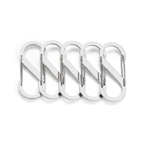 5pcs s type stainless steel carabiner with lock mini keychain hook anti theft outdoor camping backpack buckle key lock tool