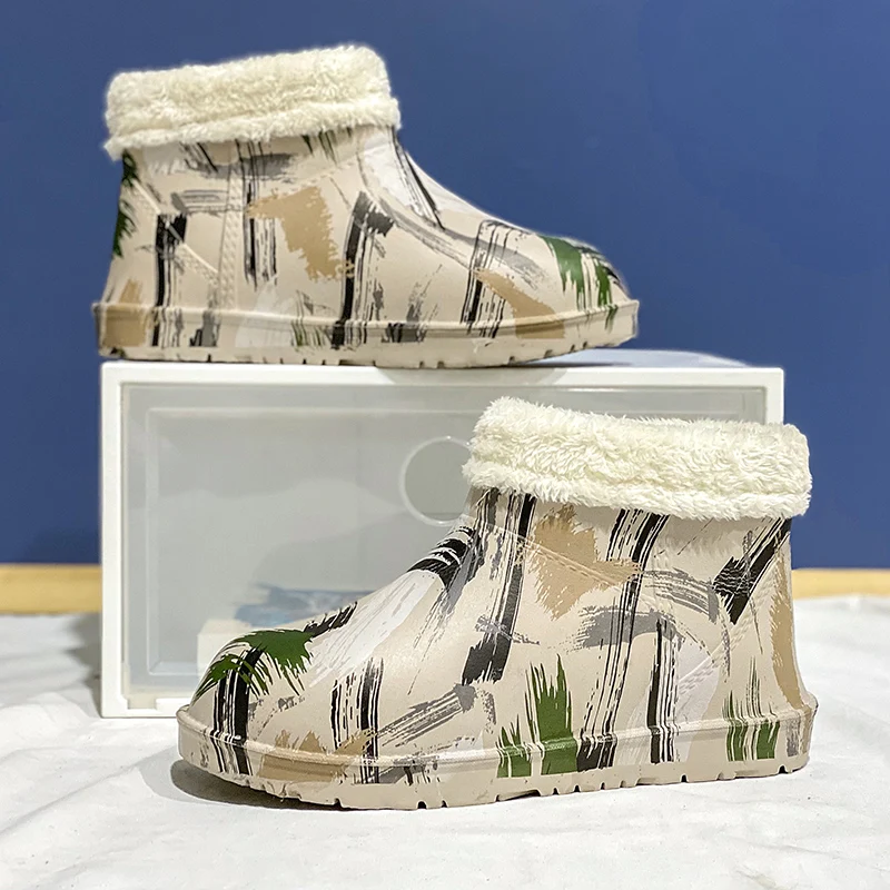 

Мужские зимние ботинки с хлопковой подкладкой, теплые меховые прогулочные ботинки, плюшевые водонепроницаемые ботинки на толстой подошве, ...