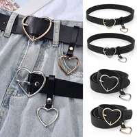 fashion women pu leather belt heart female cute black harajuku belt ladies pants party dress heart belts for jeans