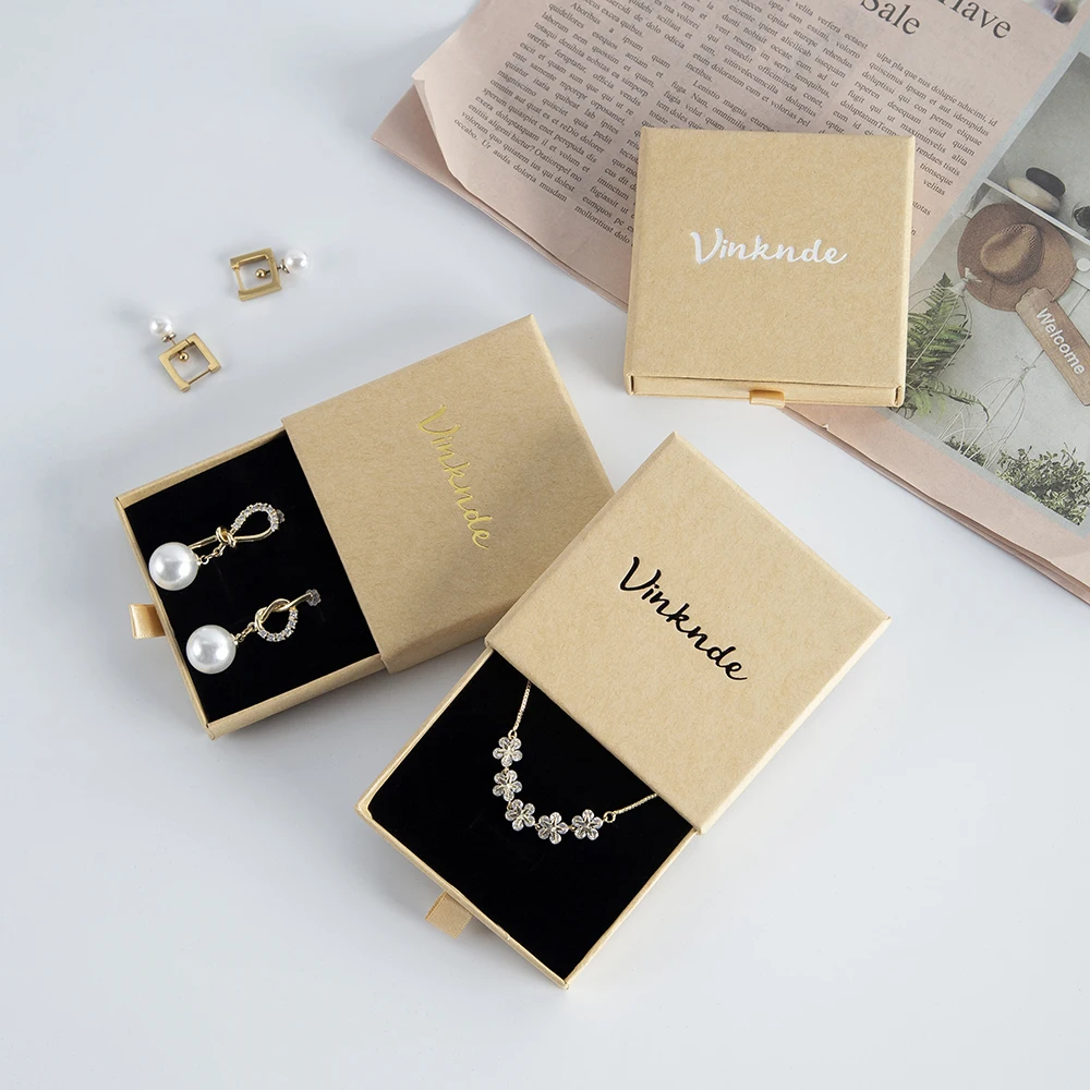 50pcs Custom Logo Jewelry Drawer Storage Paper Box For Ring Earring Wholesales Popular Luxury Bulk Drawer Jewelry Case Packaging