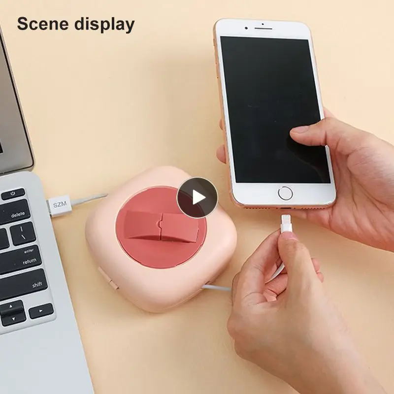

Headphones Winder Multifunctional Rotatable Data Cable Storage Box Charger Mobile Phone Holder Winding Box Earphone Accessories
