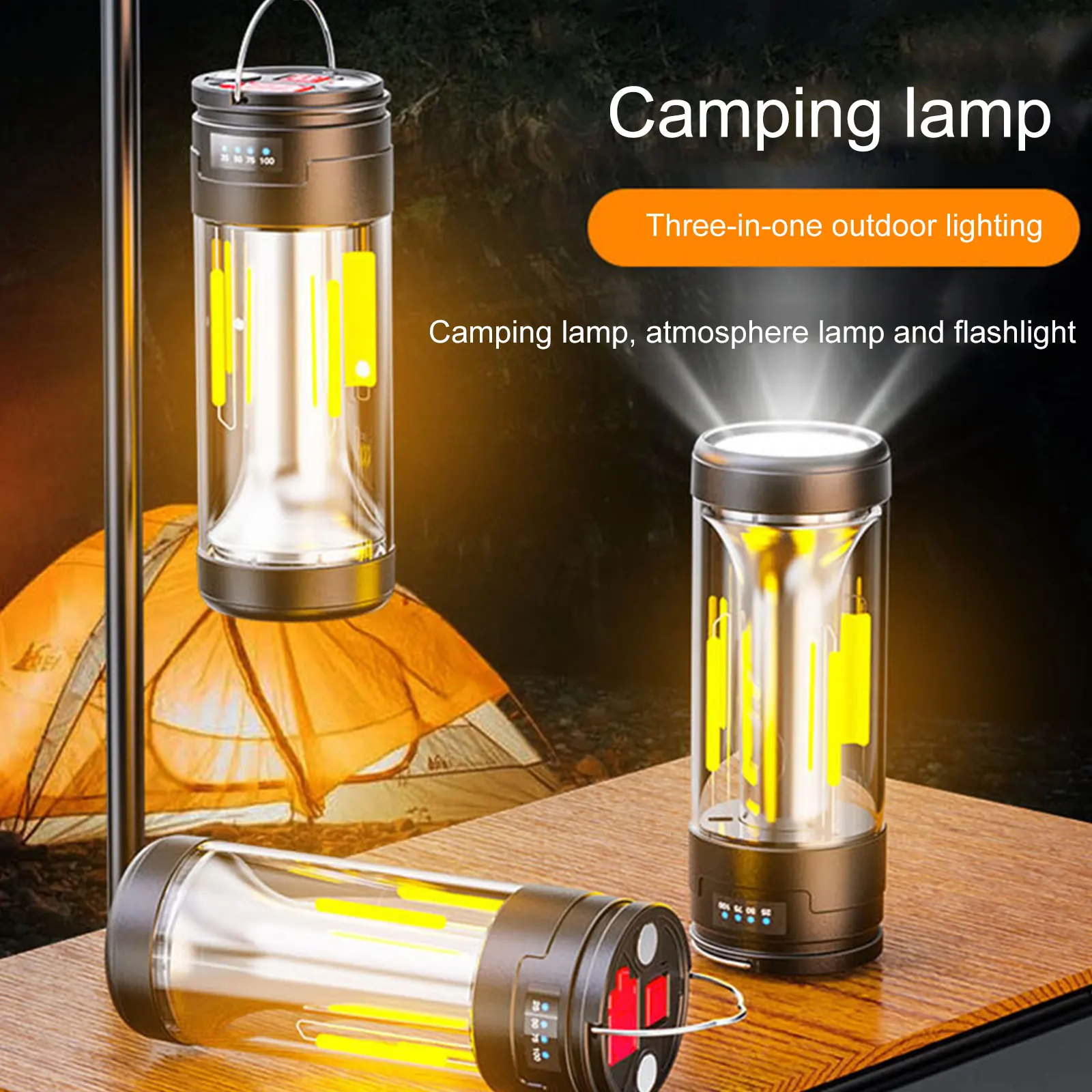 Portable Camping Lantern Lighting Outdoor Camping Light Flashlight Torch With Magnet Emergency Power Bank Tent Light Work Lamp