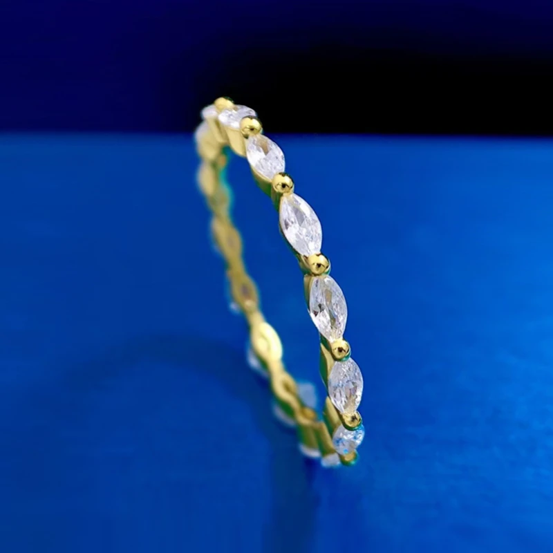 

Silver 925 Jewelry18K Colour Wedding Rings Marquise Cut Full Crystals Diamond Fine Jewelry for Woman Wedding Anniversary Gifts