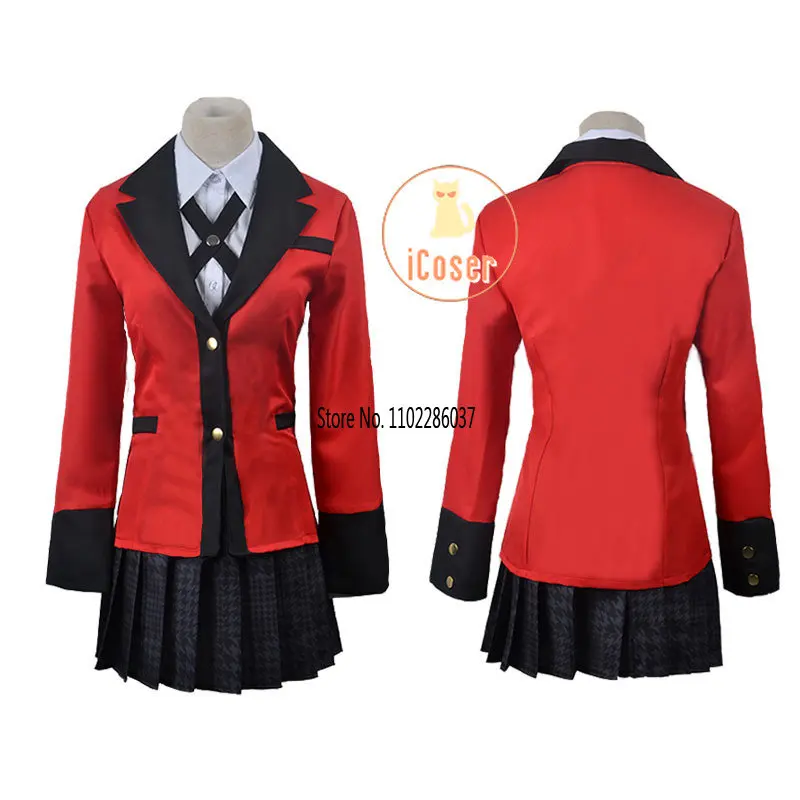 

Kakegurui Momobami Ririka Cosplay Costume Kirari Momobami Uniform Red Halloween Sisters School Uniform Dress Women Girl Jacket