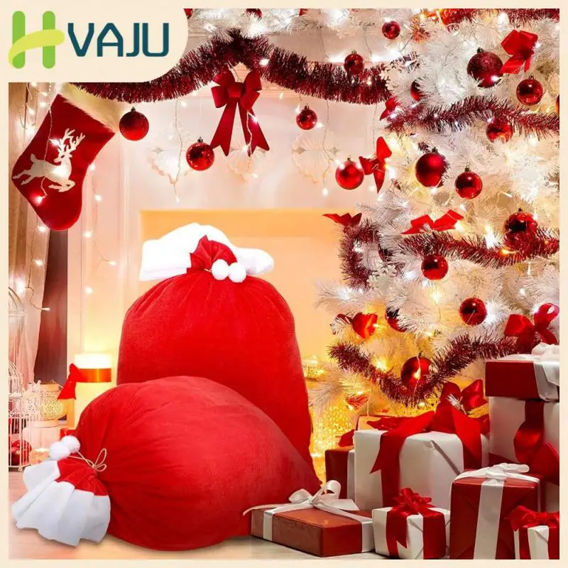

With Drawstring Cord Gifts Storage Bag Christmas Tree Hanging Decoration 100x70cm Santa Sack Bags Xmas Present Toys Large Velvet