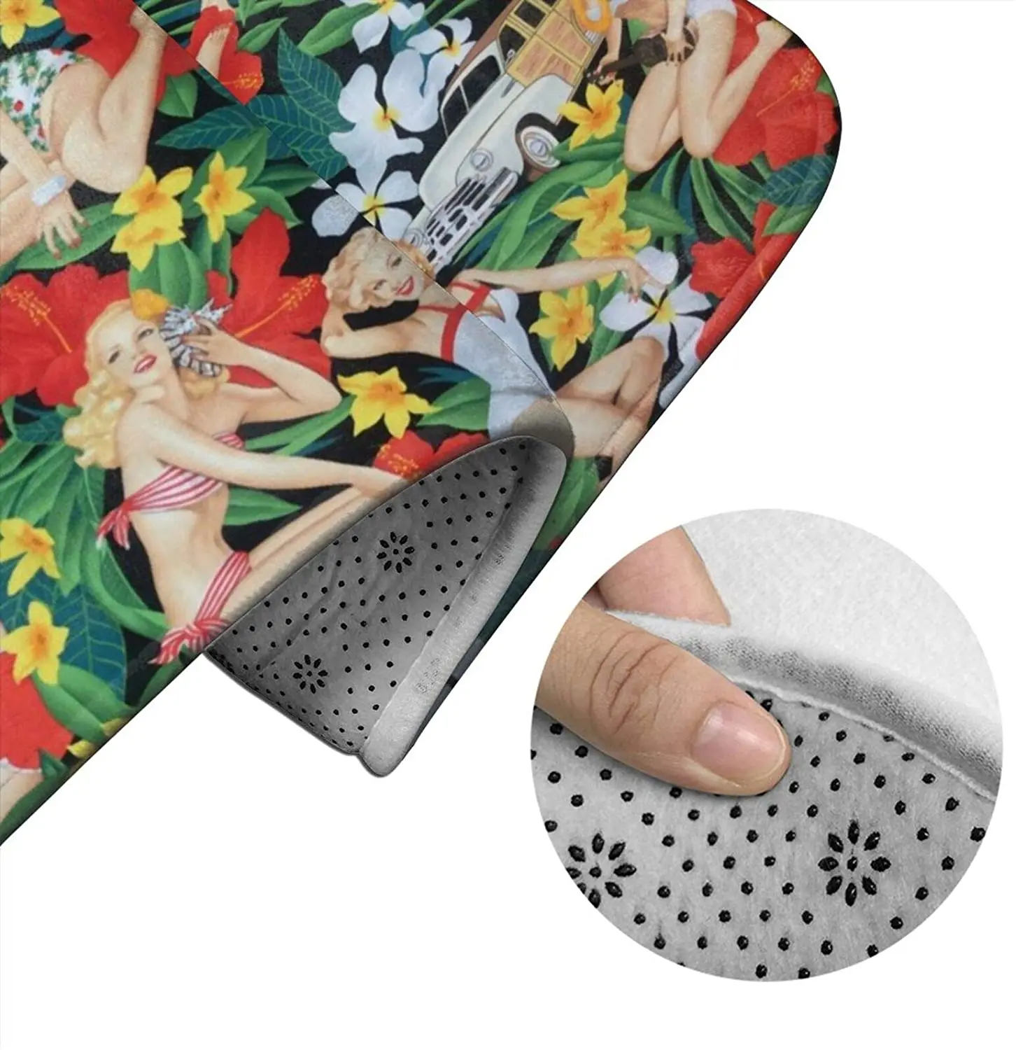 

Sexy Pin Up Girls Aloha Girls Bathroom Mat Sets 3 Piece Set Rugs Memory Foam Mat Set Toilet Seat Cover bath Mat Lid Cover