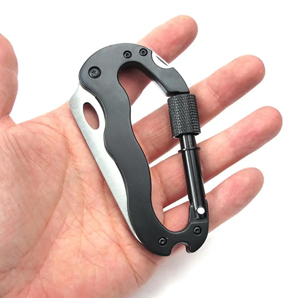 

Aluminum Alloy 5-in-1 Outdoor Multi-function Mountaineering Buckle Fast Hanging Buckle Cross Screwdriver Carabiner Bottle Opener