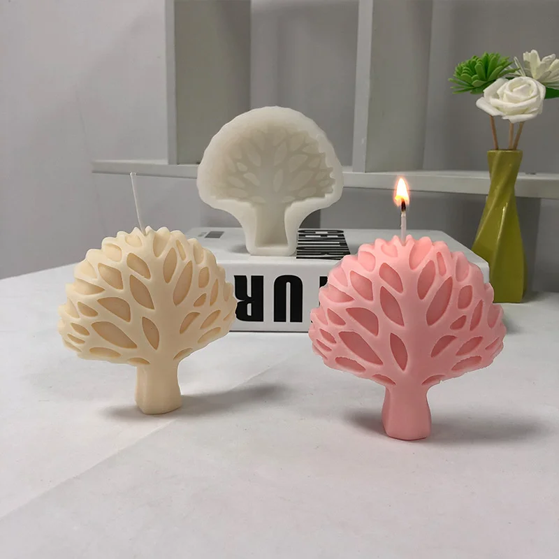 

Christmas Tree Silicone Candle Mold Abstract Coral Round Soap Gypsum Resin Cement Mould 3D Tree of Life Home Decor Holiday Gifts