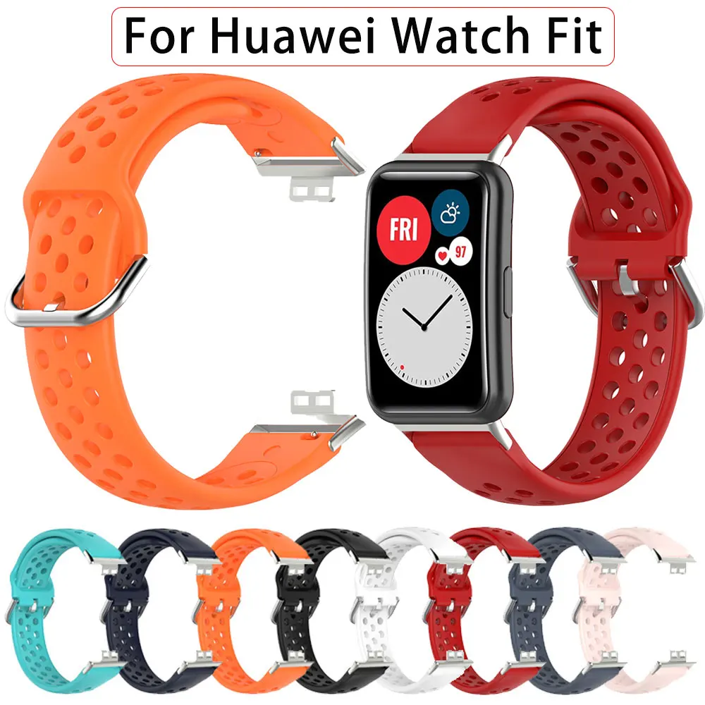 Ремешок для часов Huawei Watch Fit, мягкий силиконовый Воздухопроницаемый браслет для наручных часов, аксессуары для смарт-часов, браслет