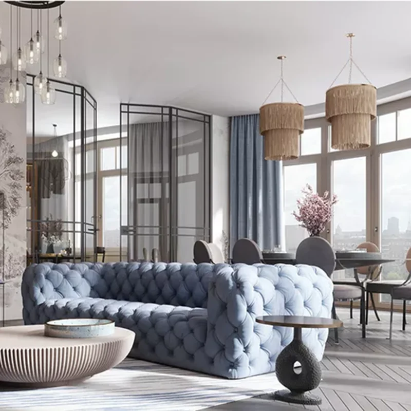 Американский неоклассический тканевый диван с пряжкой большая