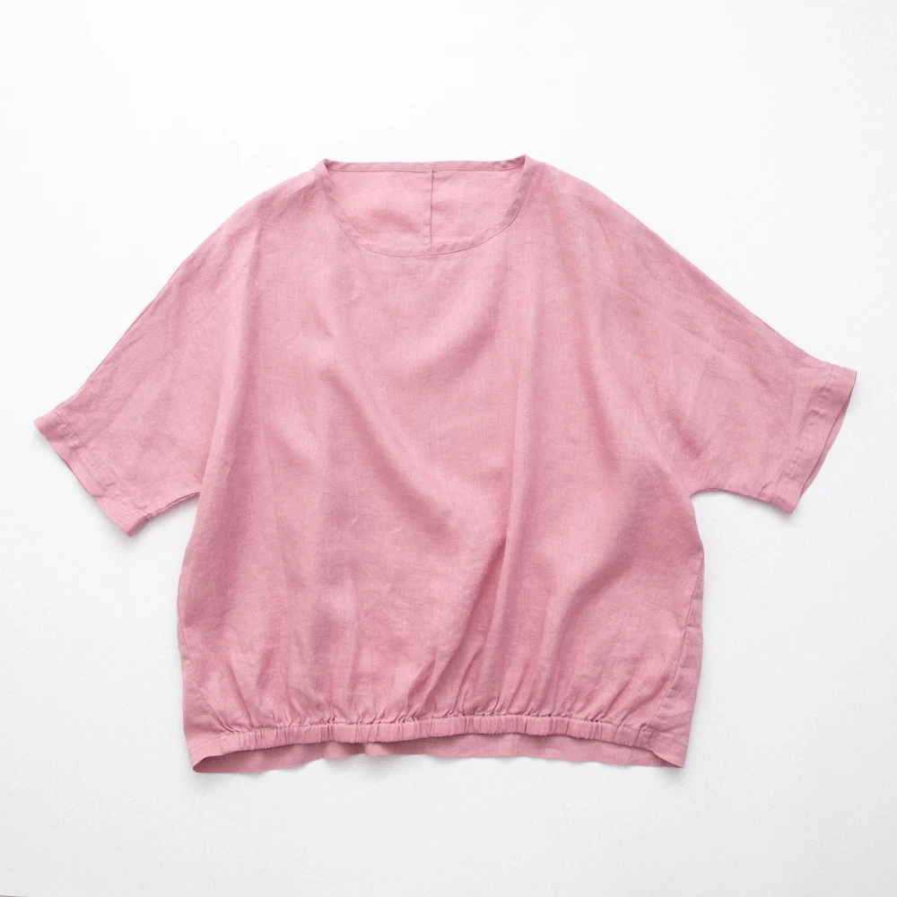 

Новинка лета, женский свободный дизайнерский удобный льняной пуловер с рукавами «летучая мышь», 17*21, рубашки/блузки большого размера