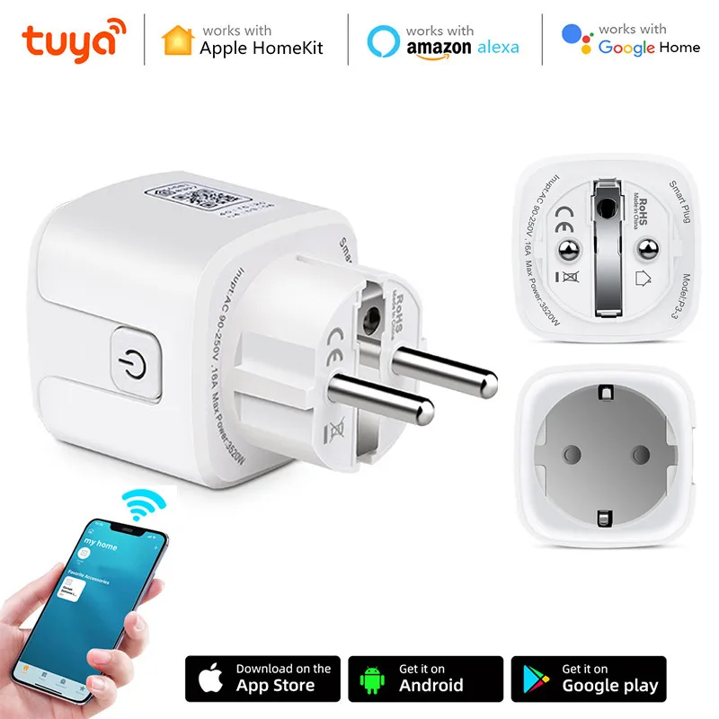 

Умная розетка Tuya с Wi-Fi, 16 А, с голосовым управлением
