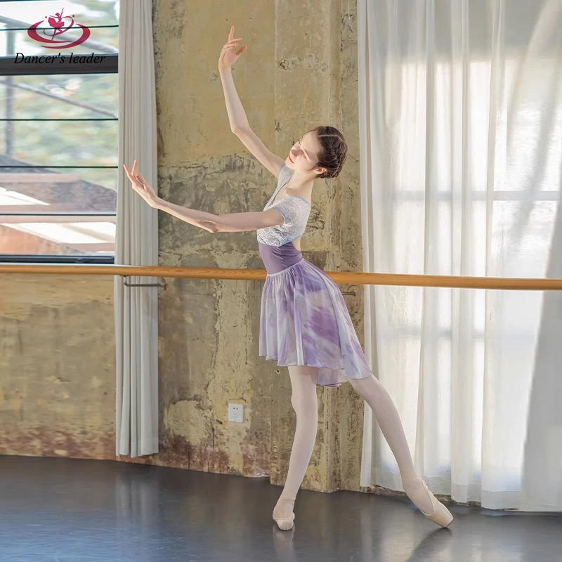 Балетный костюм трико для женщин с открытой спиной кружевной строчкой платье