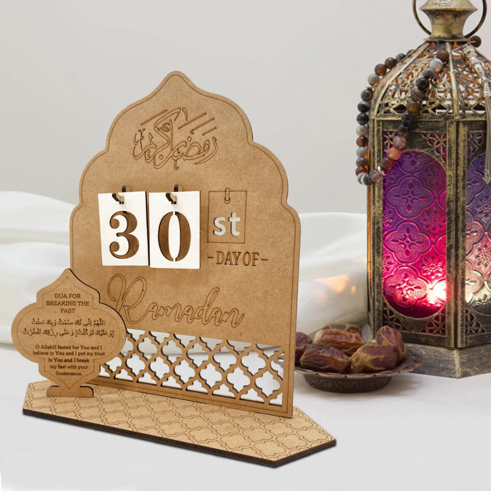 

Ramadan Countdown Calendar Wooden Stars and Moon Eid Mubarak Ornament Kareem Ramadan DIY Islamic Muslim Party Decor Home Decor