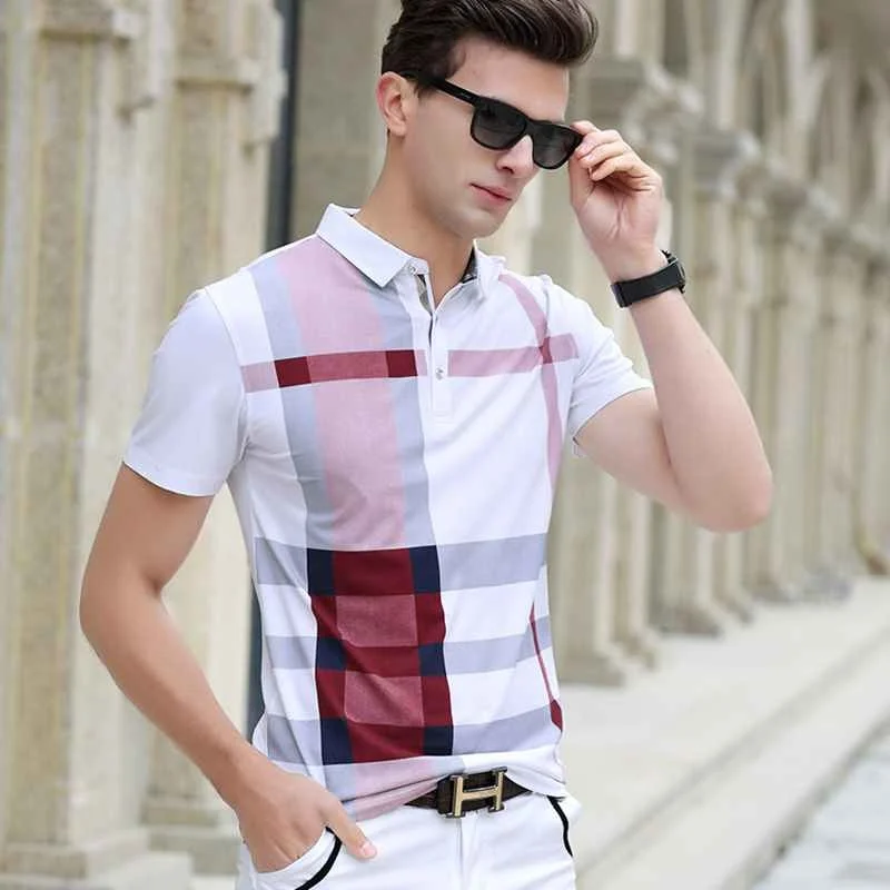 

Polo Men Shirt Hot Sale New plaid 2023 Summer Fashion classic casual tops Short Sleeves Famous Brand Cotton Skull High quality