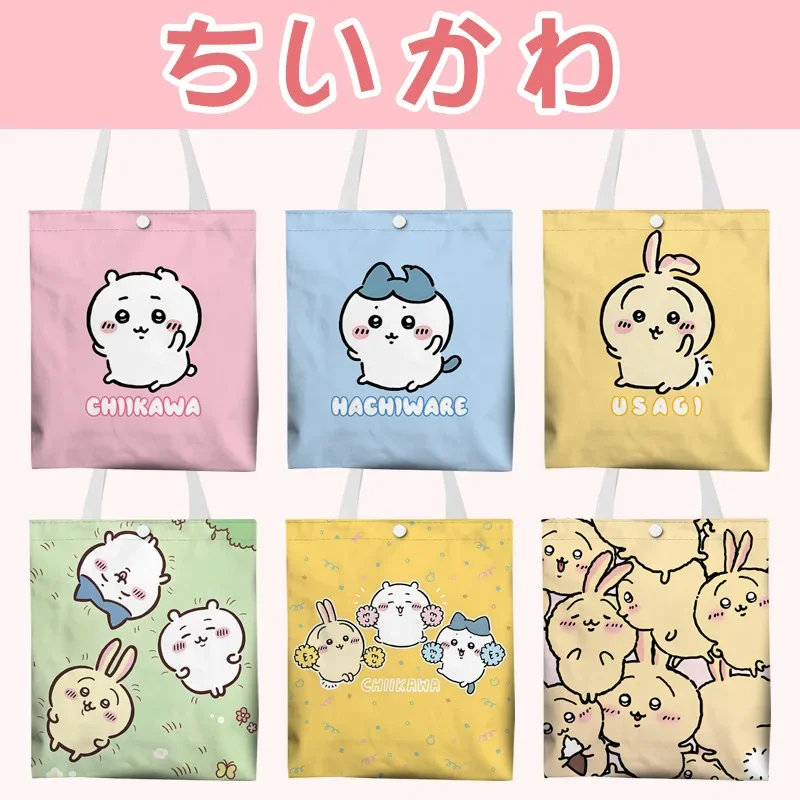 

Kawaii Chiikawa Bunny Cat Carton Double-Shoulder Bag Canvas Colorful 2-side Printings Shopping Tote Bag