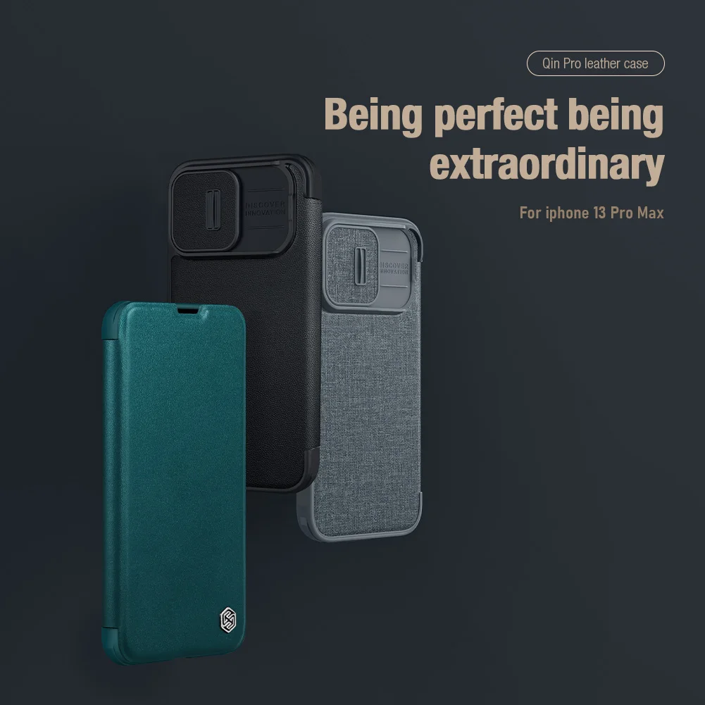 

For Apple iPhone 13 Pro Max Nillkin Qin Pro Leather Case Cloth Ultra Slim Flip Protective Hard Cover