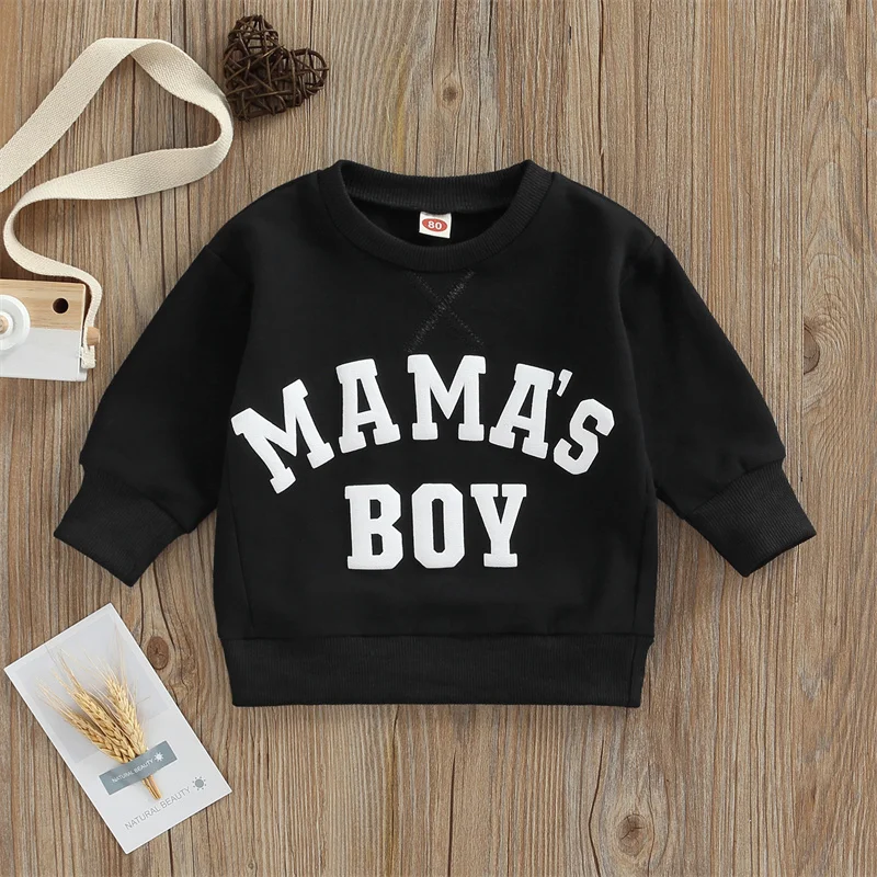 

Little Boy Sweatshirt Baby Toddler Kid Letter Print Round Neck Long Sleeve Pullover Tops Casual Clothes for 1-4 Years