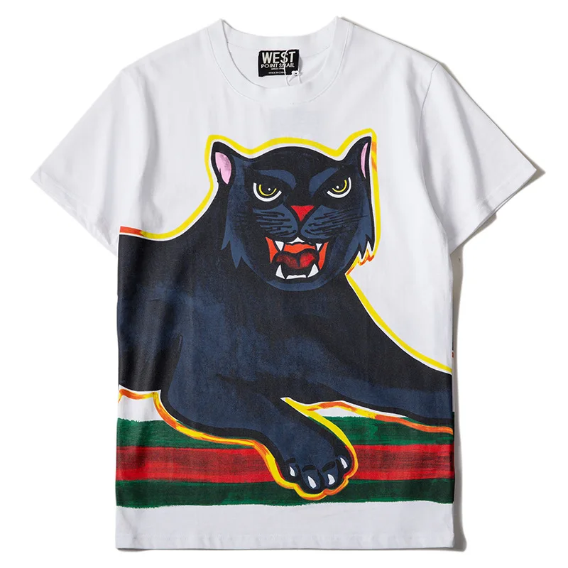 

New High 19ss Men gentleman Black panther T Shirts T-Shirt Hip Hop Skateboard Street Cotton T-Shirts Tee Top kenye H12