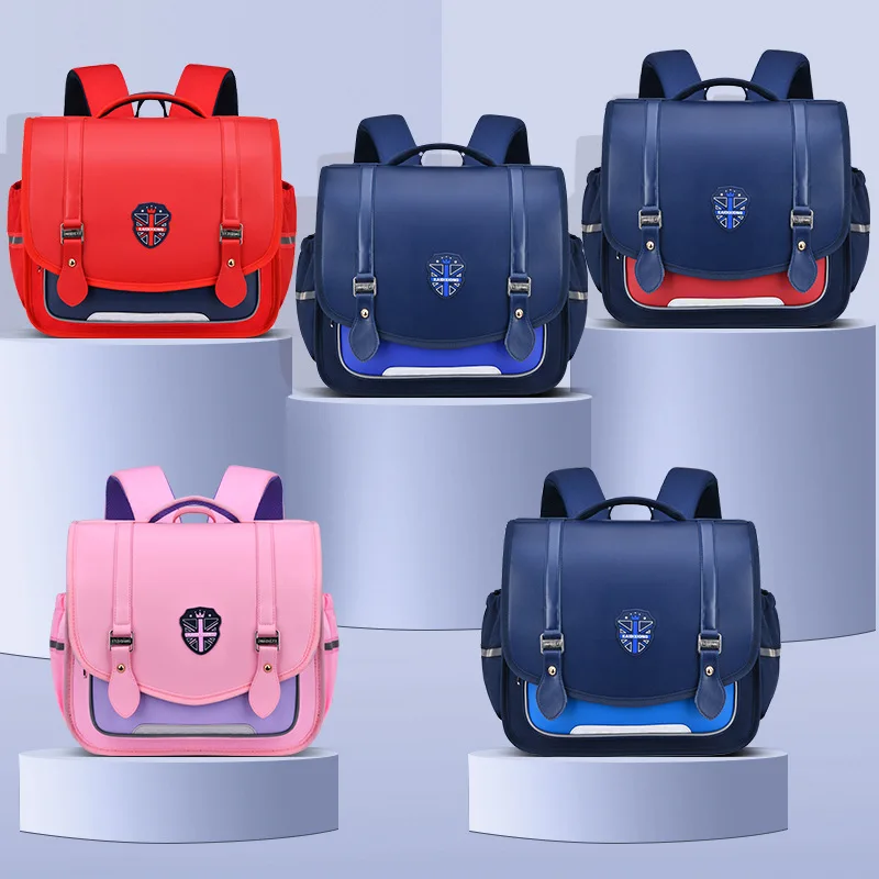 Grades 1-6 Student Horizontal Simple School Bags New Children British Style Light Backpacks for Girls Boys Mochila Drop Shipping