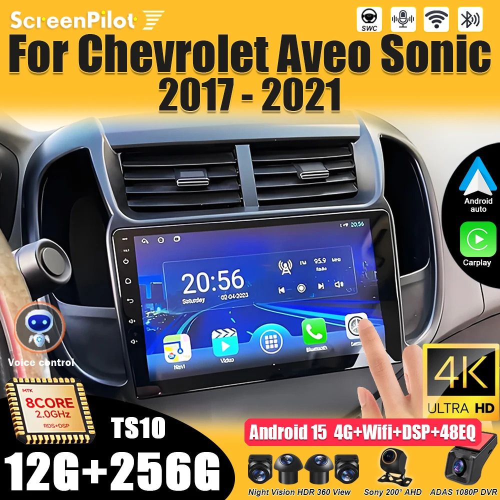 Фото Android 15 для автомобильного радио Chevrolet Aveo Sonic 2017-2021, мультимедийный видеоплеер, 2 din, GPS-навигация, Bluetooth 7/9/10 дюймов, RDS №1