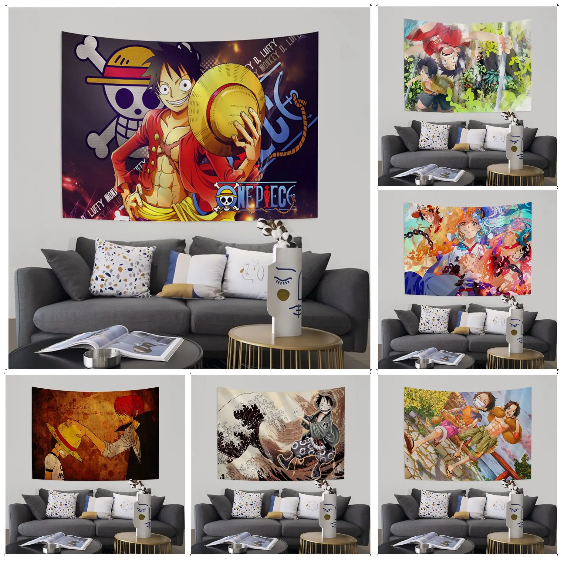 

Bandai One Piece Monkey D. Luffy Anime Tapestry Wall Hanging Decoration Household Wall Art Decor