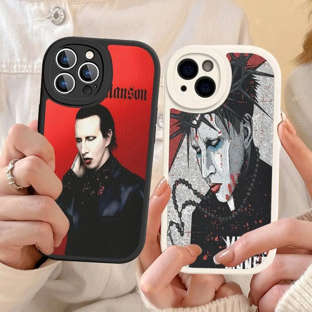 Кожаный чехол для телефона Singer M-Marilyn M-Manson для iPhone 16 15 14 16E 13 12 11 Pro Max Plus (art.: 3920dcdfd5d18) - 3920dcdfd5d18