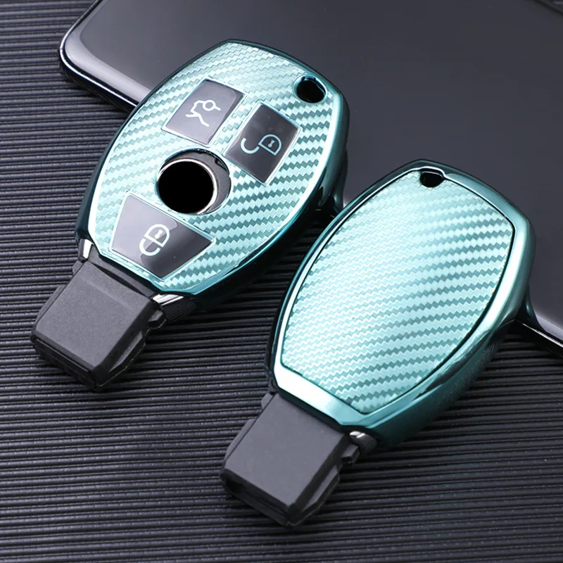 

Carbon Fiber TPU Car Key Cover Case For Mercedes Benz E350 CLS CLA GL R SLK GLK AMG A B C S E G Class W204 W205 W212 W463 W176
