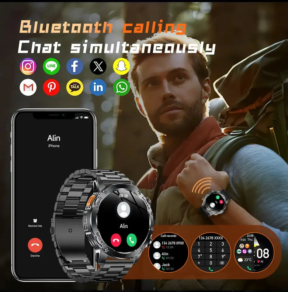 2025Новые военные T-Rex3 Ultra GPS SmartWatch GPS Сильный фонарик Компас Барометр 5ATM Водонепроницаемый 1000 мАч Спортивный браслет для мужчин (art.: 3920d30c288ff) - 3920d30c288ff