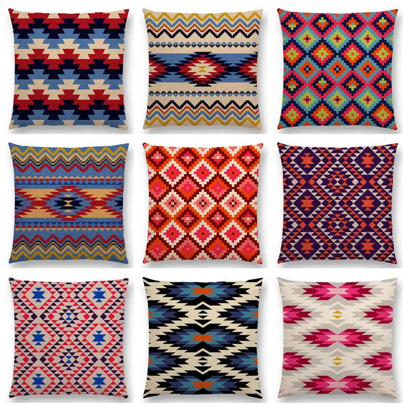 

Colorful Geometric Plaid 45x45 Cushion Cover Throw pillow cover Case クッションカバー 쿠션커버 living room Decorative pillows for sofa car