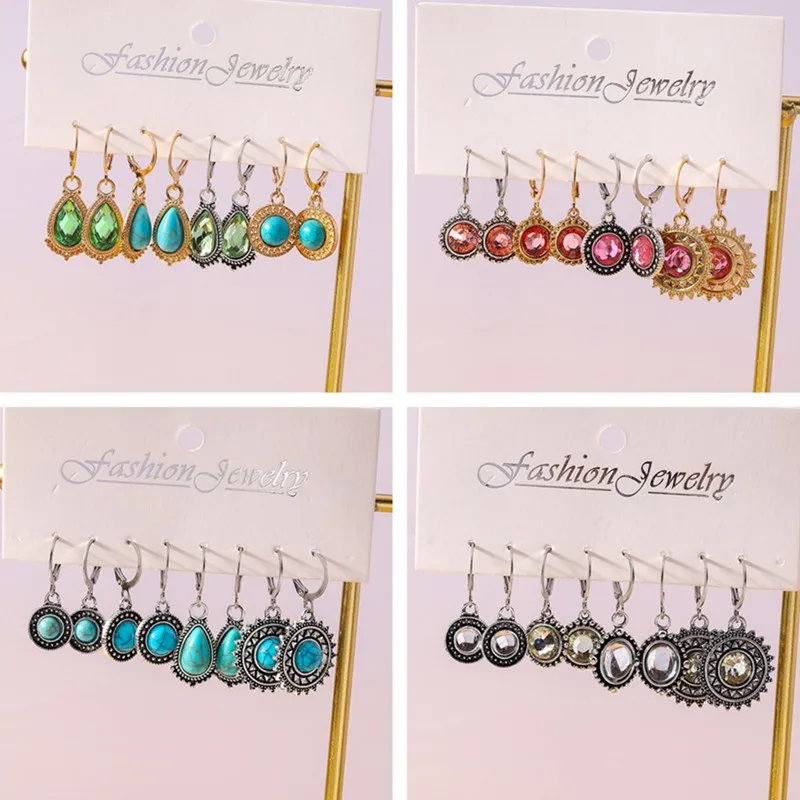 4 пары/комплект женские круглые серьги-подвески